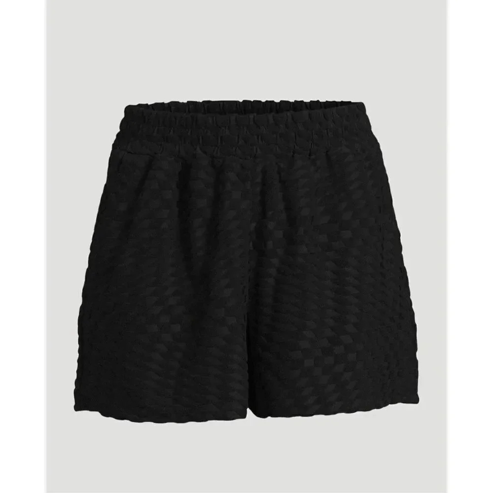 Good American Terry Jacquard Woven Casual Shorts Size 4X / 7 Black Textured Goth